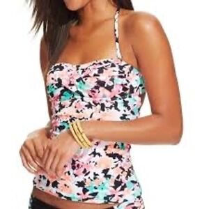 Hobie Floral Print Bandeau Halter Tankini Swimwear Top, Size‎ XL